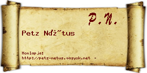 Petz Nétus névjegykártya